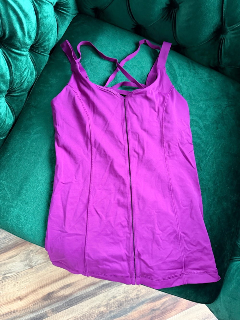 lululemon athletica Bright Magenta Strappy Zip Front Tank